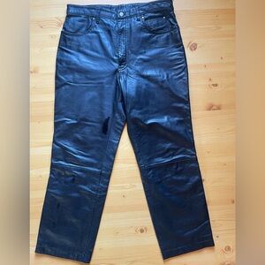 Harley-Davidson Men's Black Leather Straight Jeans